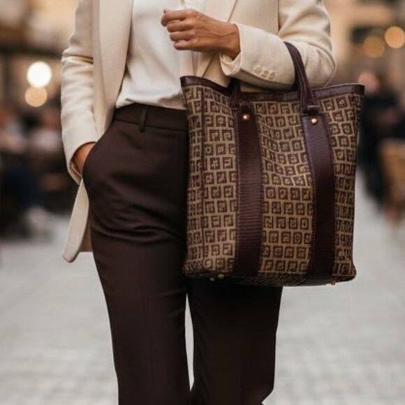 Fendi Handbags - AUTHENTIC Fendi Tote Bag Brown Nylon